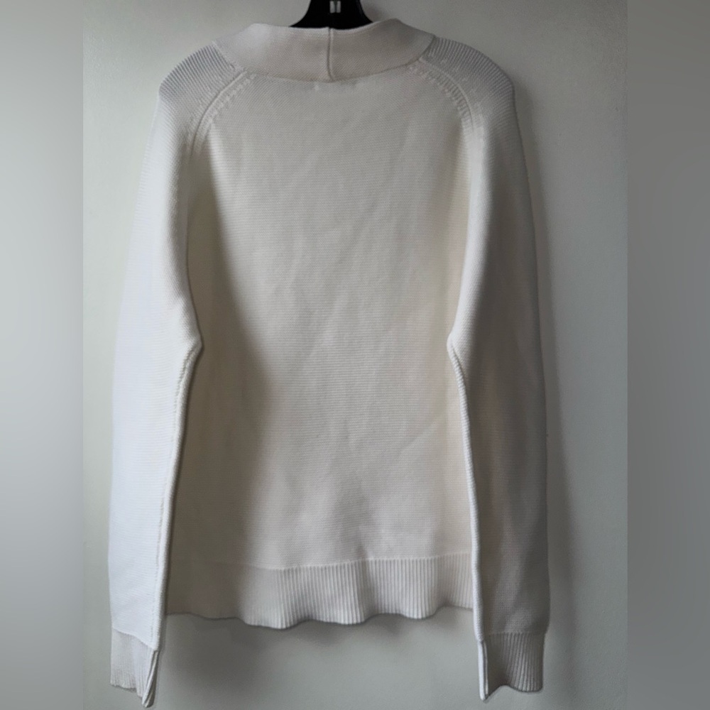 New Kinross Nochi Garter Stitch Pullover Funnel Off-White Cowl Neck Sweater - Picture 7 of 12